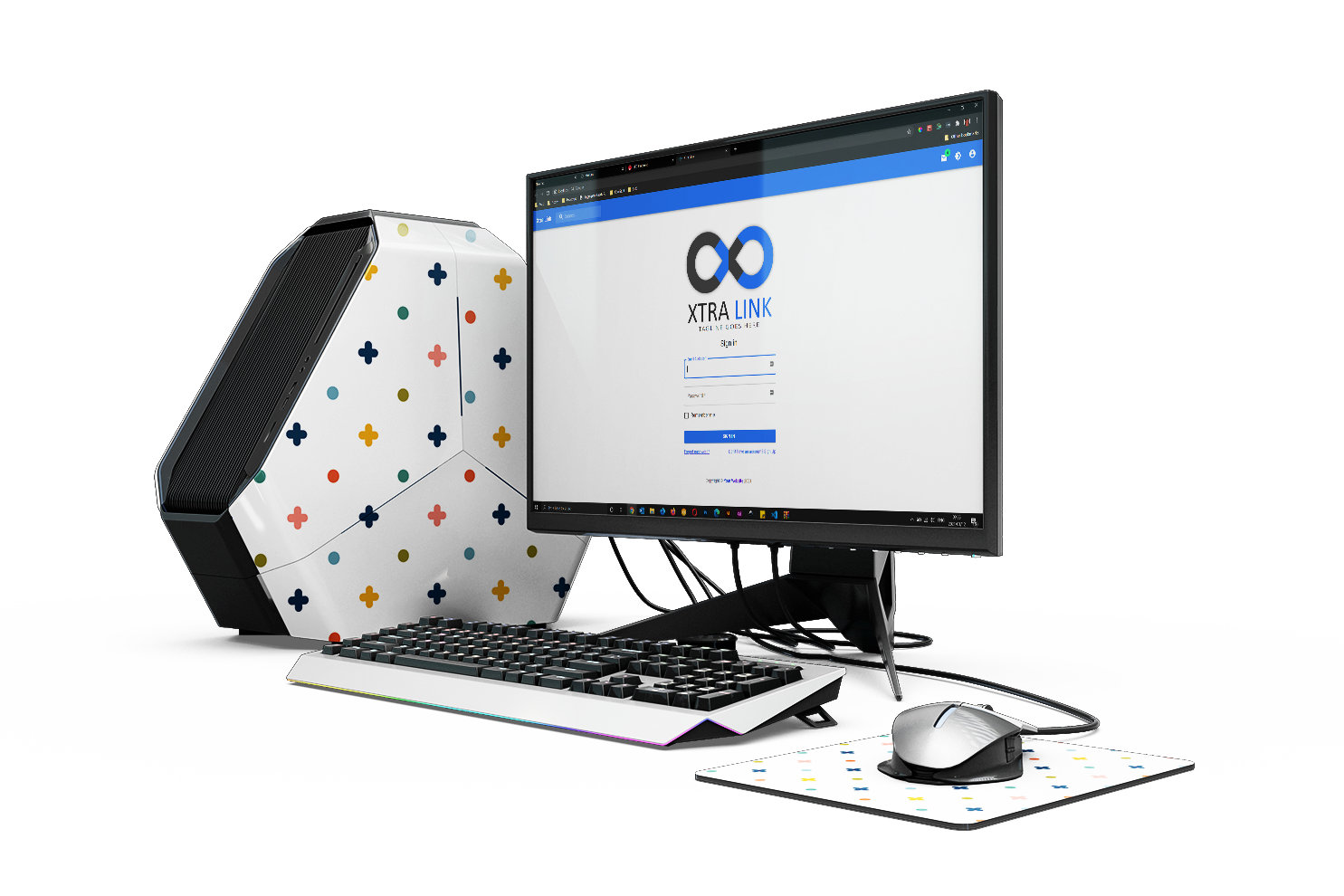 xtra link image of a computer with app on screen